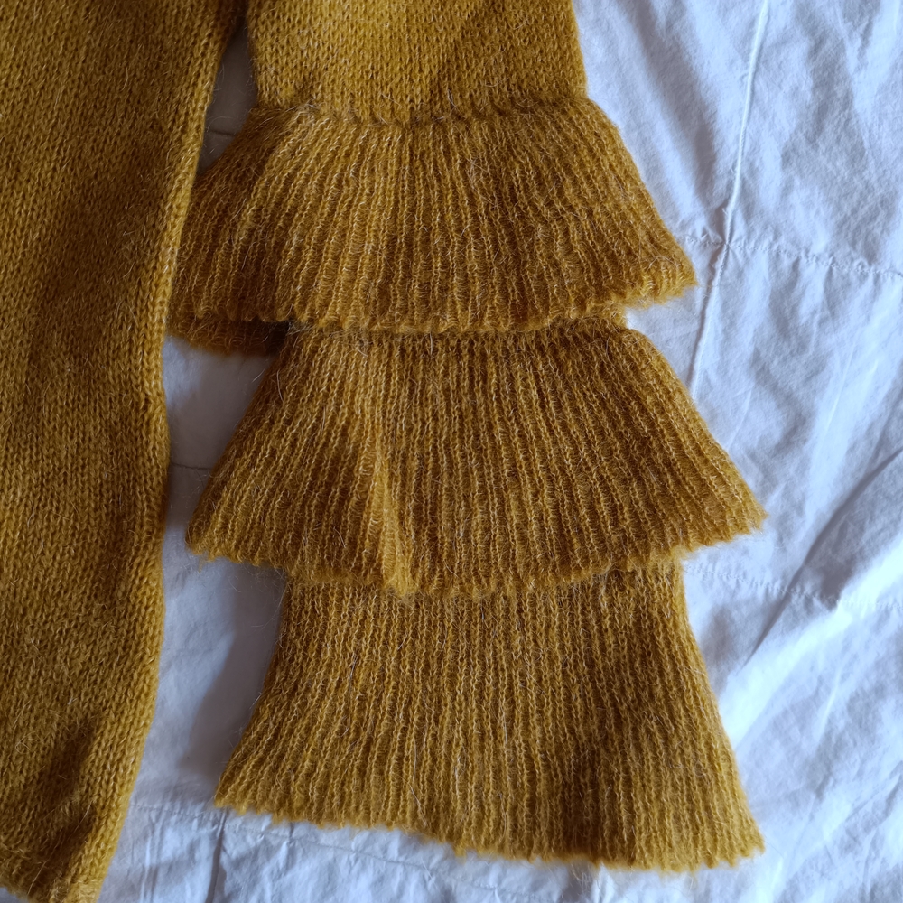 Yellow Ruffle Sleeve Sweater - Picture 4 of 7